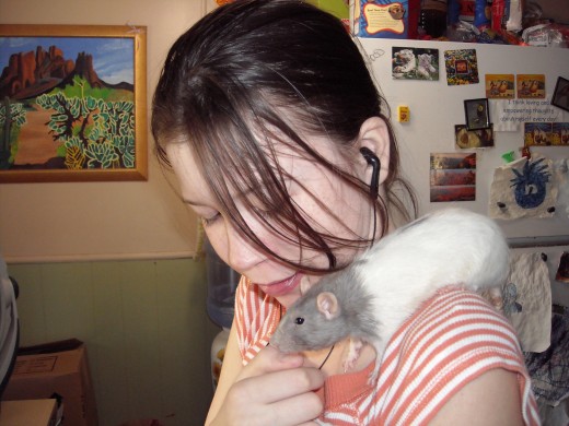 Me and my rat Blue, from last year before she passed away. 