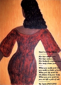 Devil in a Red Dress Poetry Art by Injete