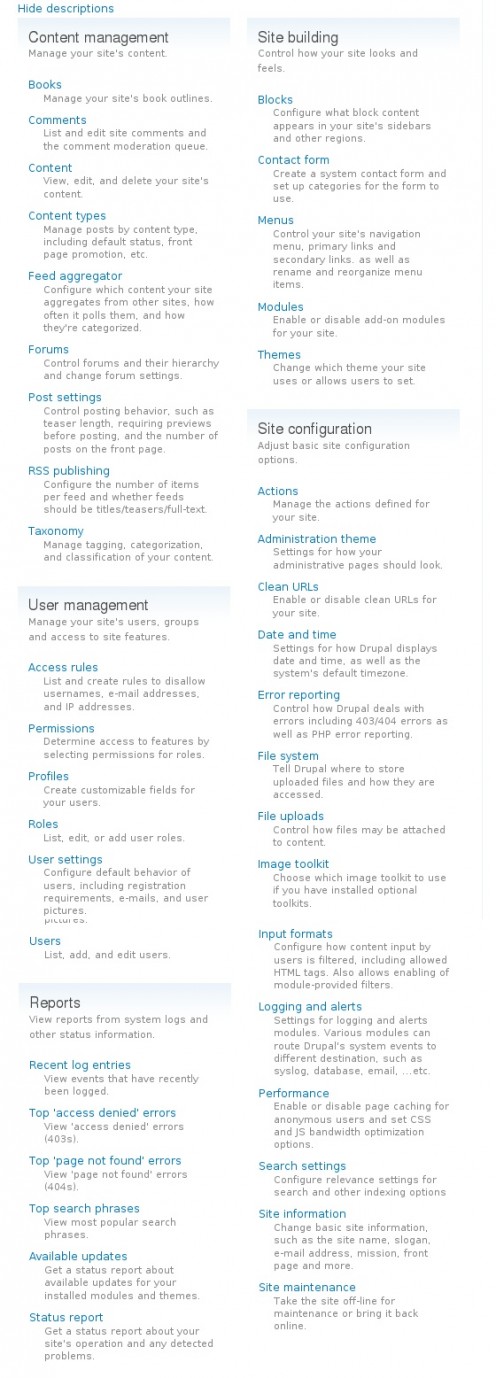 Administration Page in Drupal