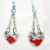 Silver Hearts and Red Crystal Dangling Earringswww.DonnasArtisanDesigns.etsy.com