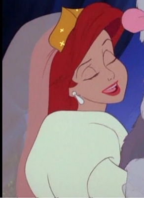 Side of sleeves, earrings, and tiara