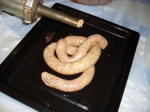One sausage made.  You can put links in it afterwards if you want.