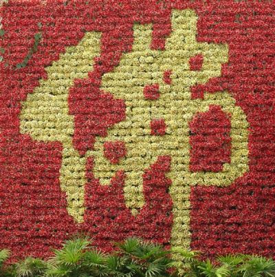 Floral Display: "Fo" (Pronounced "four" - Buddha) at The Entrance to Leshan Giant Buddha Park!