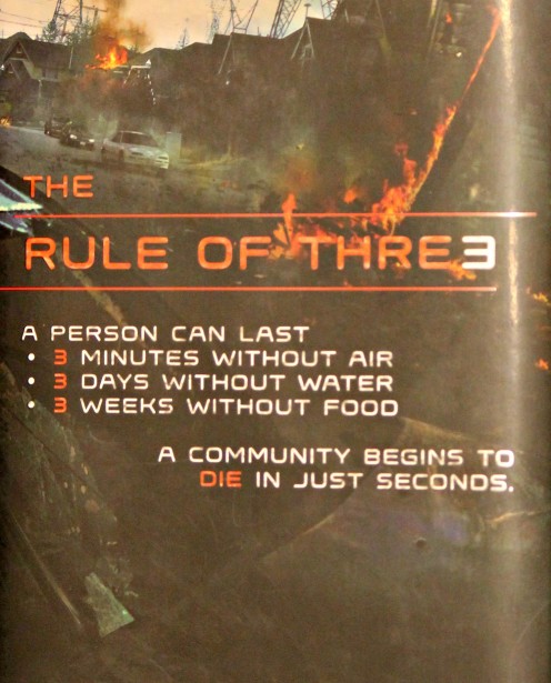 Photo of the back cover of my copy of The Rule of Three 