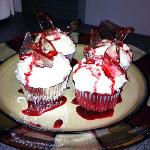 bloody glass cupcakes