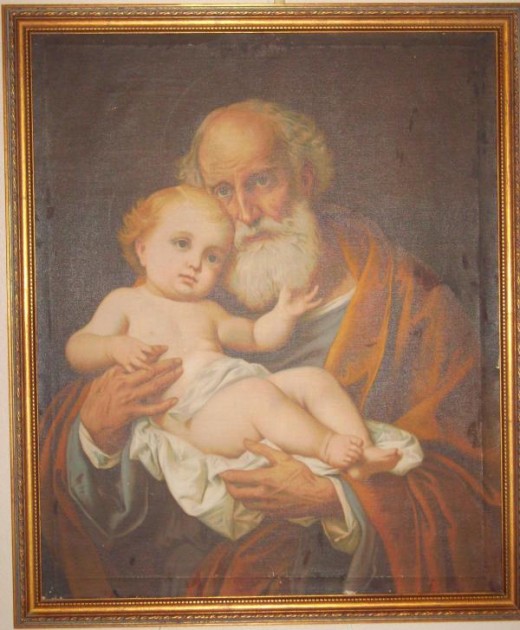 Painting of St.Simeon and baby Jesus...my mom bought this when we first came to America