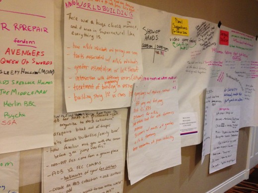 Talking (and note-taking) about fanfic at con-txt, a fan convention held every two years in Maryland.