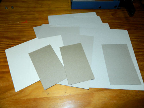 The blank side of some of our cardboard pages.