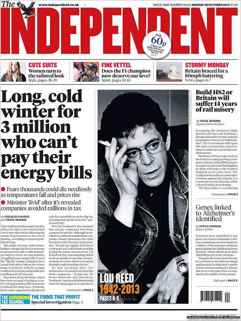 Notice the different text sizes to denote more and less important stories.