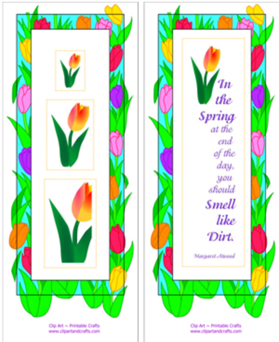 Spring tulips bookmark sheet