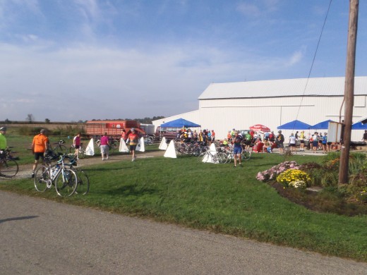Great Pumpkin Roll Riders enjoying the rest stop at Wendell Farms