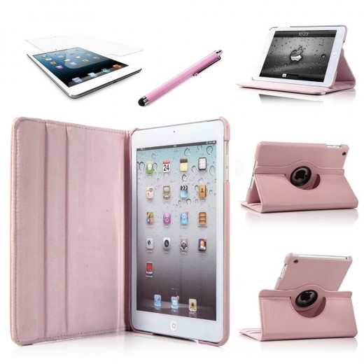 360 Degrees Slim Rotating Stand Leather Case Cover for Apple iPad mini -- 
