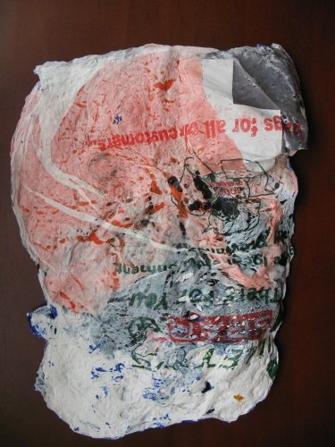 The reverse of the "canvas" showing the plastic bags.
