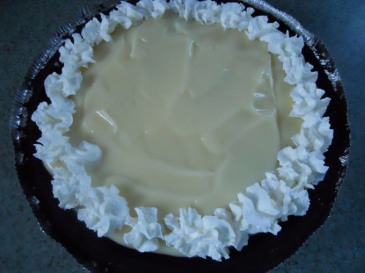 Put little puffs of whipped cream all around the edges.