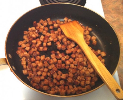 Cook in a skillet with butter or coconut oil. Stir frequently to avoid burning.