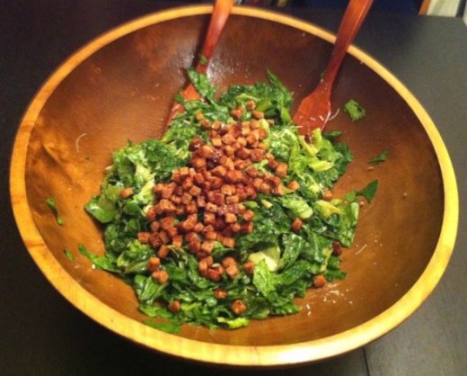 How do you make caesar salad - add croutons