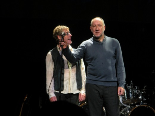 Roger Daltrey and Pete Townshend on stage with The Who