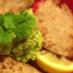 Cheese quesadillas with guacamole.