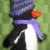 A cute little Penguin Ornament.  His beak, feet, scarf and hat are all products of hand dyed yarns.