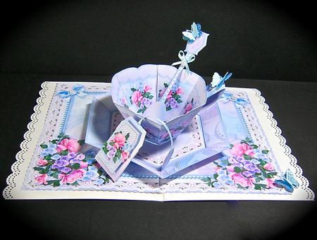 pink roses and bows teacup