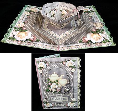 cream roses and polka dots teacup
