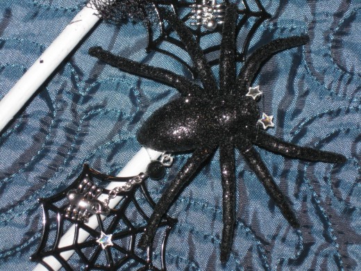 Close up of the spider on the spike