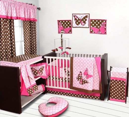 Butterflies pink/chocolate 10 pc Crib Set
