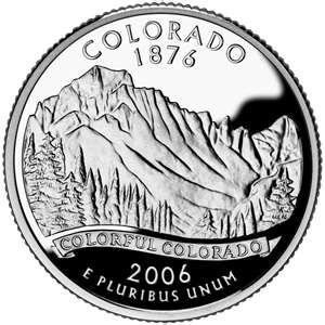 Colorado's state quarter features Longs Peak.
