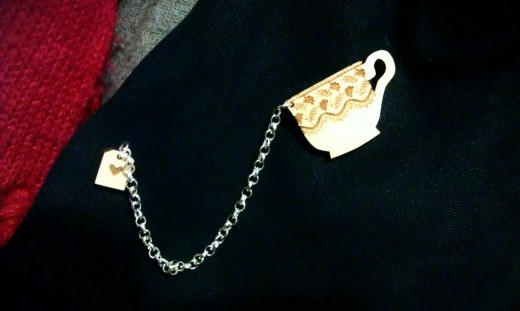 My beautiful tea brooch from my artist friend Emily McAllan