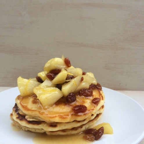 Pancakes with Apple and Raisin Compote