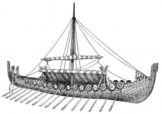 Drawing of a Norman 'drakkar' (Viking warship) similar to William's flagship 'The Mora'
