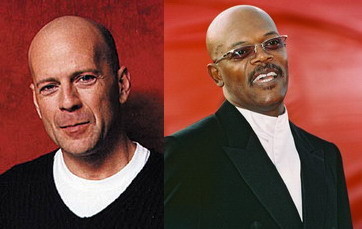 Bruce Willis and Samuel Jackson in film "Unbreakable"