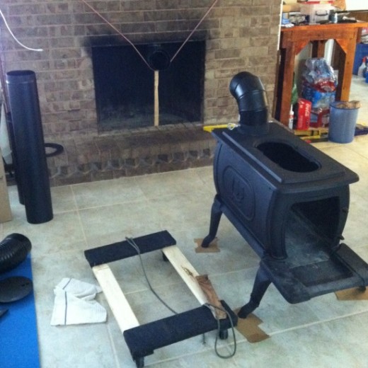 Positioning the stove.