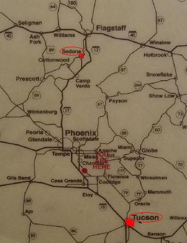 Our Route - Interstate 10 to Phoenix then Interstate 17 North to Sedona Exit