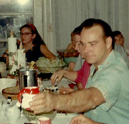 That's me in the background with the horn-rim glasses and Dad in the foreground.