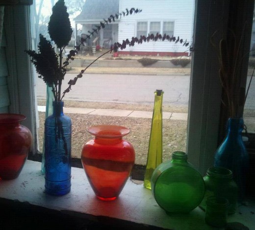 Bottles and vases collected by my mom.