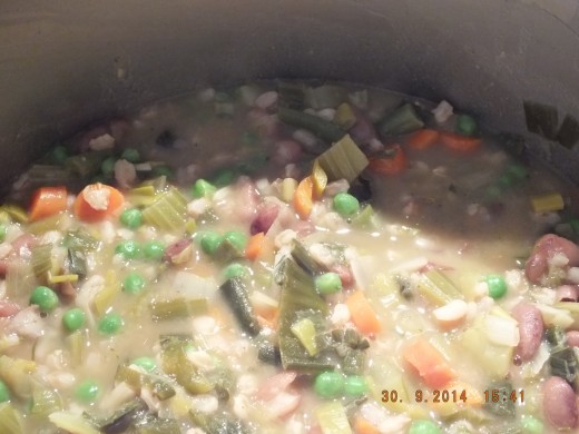 Let all these wonderful flavors simmer together --this also allows the farro to cook.
