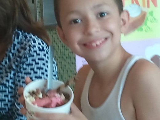Andrew is now eating soft, cold, sweet textures. Ice cream was never something he would touch before the last year.