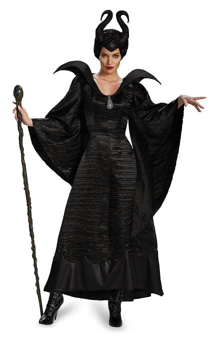 Women's Disney Maleficent Movie Christening Gown Deluxe Halloween Costume, Black