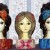 These papier-mache lipstick holders remind me of Margaret Keane's almond-eyed women. The center holder is dated 1966, and stands 7 1/2" tall. The bouffant girls on each end have no markings and are almost 10" tall. These nifty lipstick holders were p These papier-mache lipstick holders remind me of Margaret Keane's almond-eyed women. The center holder is dated 1966, and stands 7 1/2" tall. The bouffant girls on each end have no markings and are almost 10" tall. These nifty lipstick holders were p
