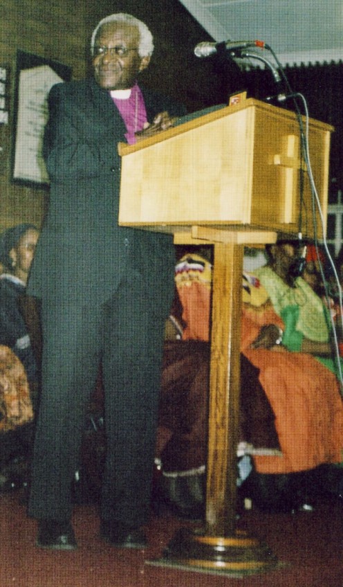 Archbishop Tutu speaking at the launch of my friend Bernard Spong's autobiography "Sticking Around" Photo Tony McGregor