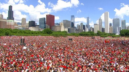 2 Million people packed Grant Park to celebrate the Chicago Blackhawks 2013 championship