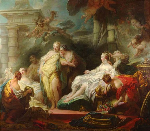 Psyche and her sisters, by by Jean-HonorÃ© Fragonard