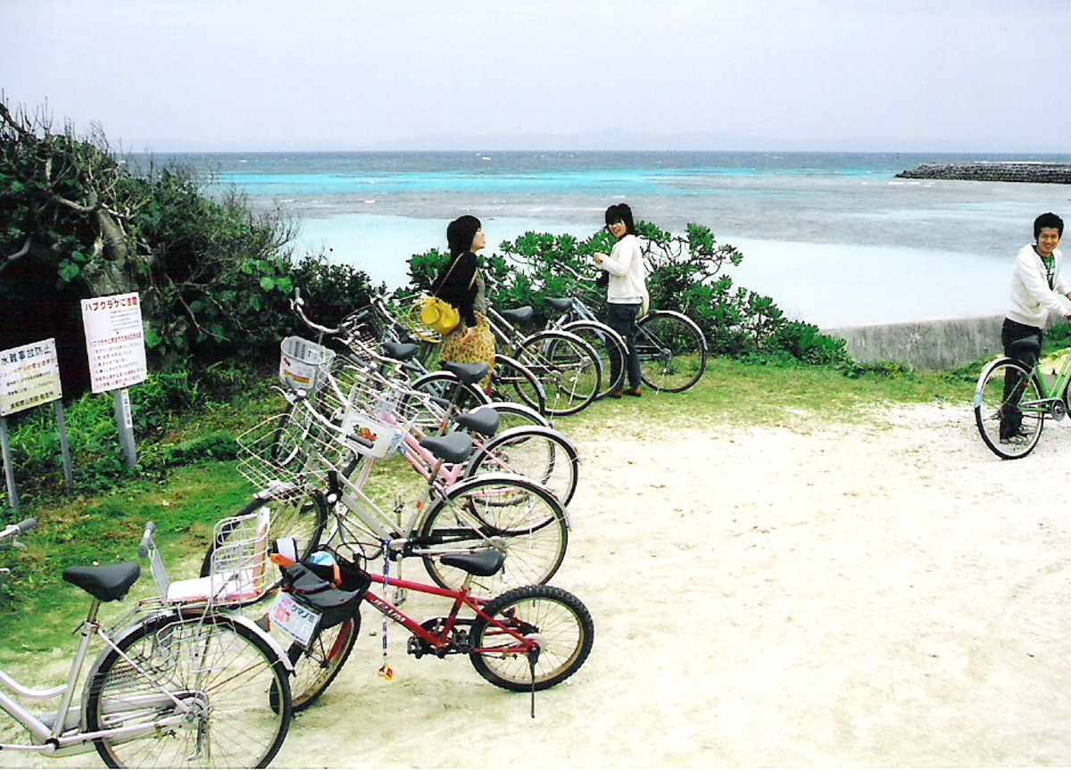 Beach on Hateruma's north shore. Bicyles are the best way to get around this island. 