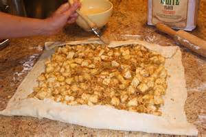 Apple strudel rolled out and filled ready to roll