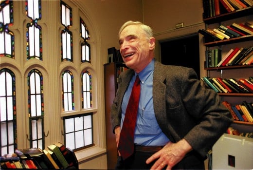 Ian Barbour in his office in the chapel at Carleton College, 1999