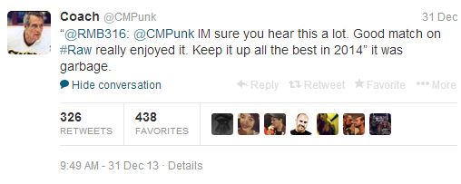 Punk is still not impressed... with Punk. 