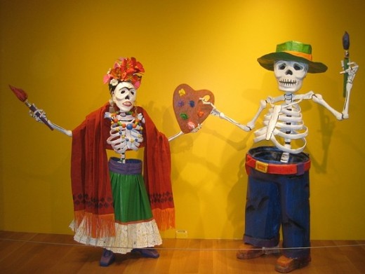 Día de los Muertos Frida Kahlo and Diego Rivera skeletons