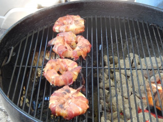 Grilled bacon wraps on the weber grill