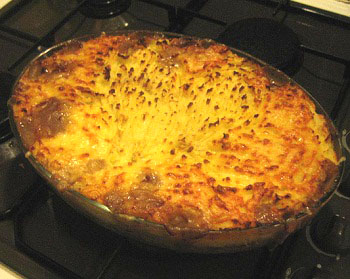 Cottage Pie, in the past, often made with the leftover meat from the Sunday roast.